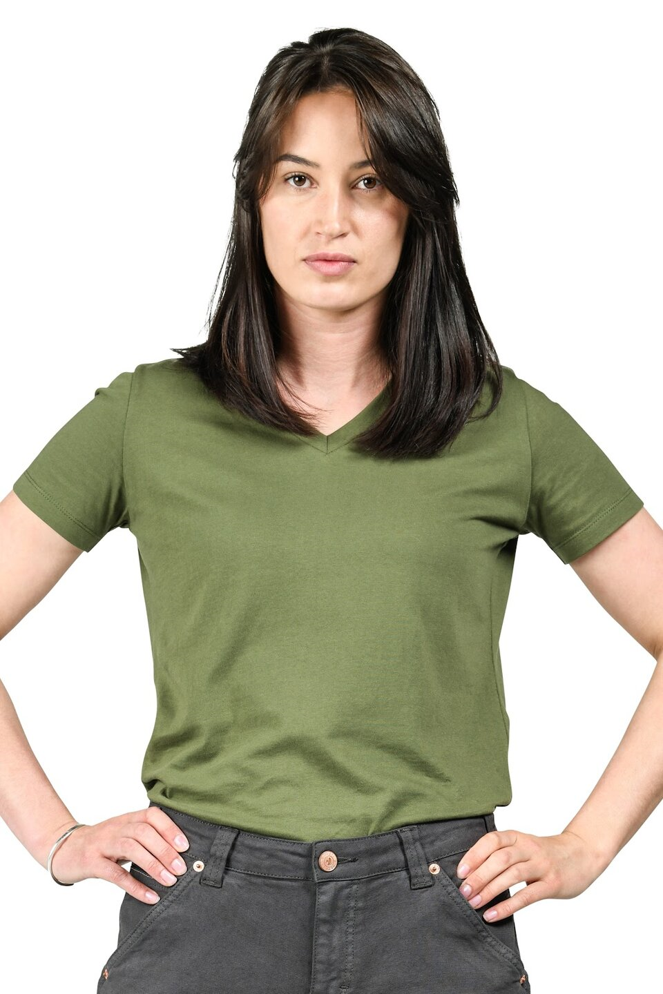 SOLID V-NECK TEE - BLADE GREEN